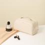 Leather Double Zipper Organ Pillow Makeup Bag Toilet Cosmetic Bags Travel Storage Case