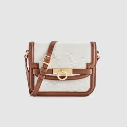 Custom Logo Designer Canvas Elegant Women Cross Body Bag Pu Leather Cotton Handbags For Women Luxury