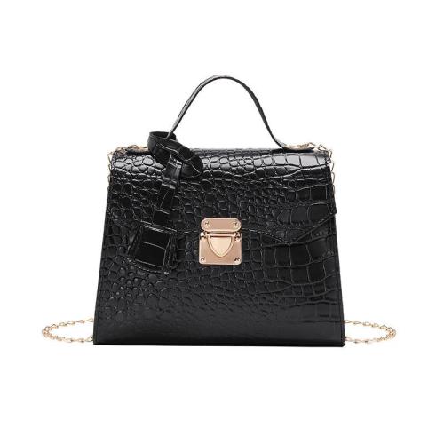 Ladies Korean Retro Fashionable Minimalist Handbag Small Square Bag with Single Strap and Chain Decoration Portable