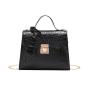 Ladies Korean Retro Fashionable Minimalist Handbag Small Square Bag with Single Strap and Chain Decoration Portable