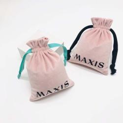 Custom Logo Printed Velvet Jewelry Drawstring Dust Pouch High End Gift Cosmetic Packaging Velvet Bag