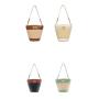 2022 Fashion PU Natural Straw Seagrass Women Bucket Bags Handbags Wide Cotton Braid Shoulder  Summer Handmade Straw Bucket Bag