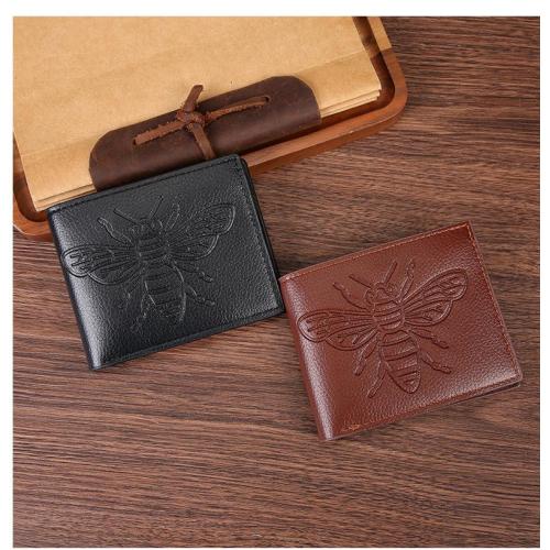 factory supply Cross-border new style men's wallet, multi-card slot, trendy bee embossed short wallet Spot wholesale