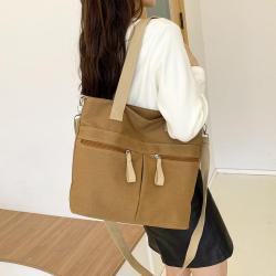 ZF321 Canvas Shopping Bag Large Capacity Eco Friendly Women's Tote Bag Customized Printed LOGO Lifestyle Weekend Handbag