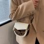 HR439 Mini Niche Design Women's Bag PU Cover Montage Single Shoulder Crossbody Bag Girls' Fresh Vintage Chain Small Saddle Bag