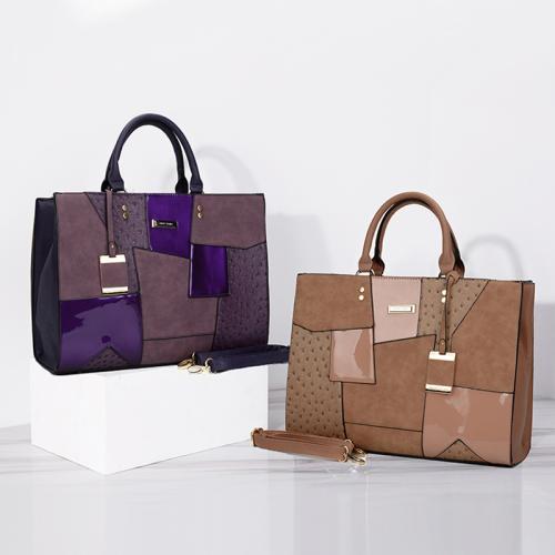 Women's Pu Shoulder Leather Bag  European Retro Stitched Bucket Bag  Tote Luxury Handbag For ladies bolsas para mujer