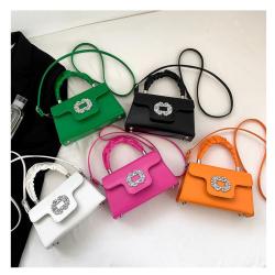 2024 new national style gemstone handbag fashion inlaid diamond small square bag ladies texture single shoulder crossbody bag