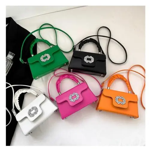 2024 new national style gemstone handbag fashion inlaid diamond small square bag ladies texture single shoulder crossbody bag