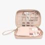 Custom Fashion Storage Bag With Multi Elastic Slots Pocket Function Pink Travel Electronics Cable Organizer Bag