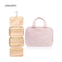 Oem Logo Luxury Velvet Beauty Bag Nylon Cosmetic Pouch Embroidery Makeup Bags Blanks Sublimation Make Up Bag With Custom Logo