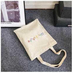 Custom Canvas Women's Bag Embroidery Zipper 0ne-shoulder Doll Bag Tote Bag Niche Design Logo PVC Transparent Window