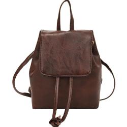 HR596 Women Bag New Fashion Backpack Girl Retro Drawstring PU Leather Schoolbag Female Versatile Brown Soft Small Travel Bag