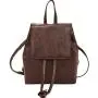 HR596 Women Bag New Fashion Backpack Girl Retro Drawstring PU Leather Schoolbag Female Versatile Brown Soft Small Travel Bag