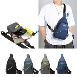 Men's Chest Bag New Simple Multi-layer Leisure PU Messenger Bag Fashion Anti-theft Shoulder Bag With USB