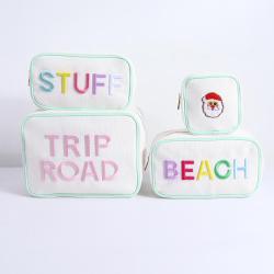 Fashion Eco Friendly  Custom Women Travel Toiletries Bag  Plain Cotton  Zipper Organizer Makeup Pouch Bag Canvas Cosmetic Bag