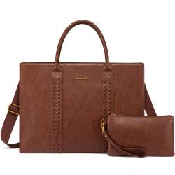 LOVEVOOK New Design Vintage Large Business Briefcase PU Leather Office Work Bag 15.6 inches Laptop Tote Handbags for Women