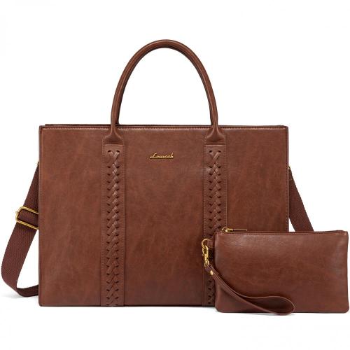 LOVEVOOK New Design Vintage Large Business Briefcase PU Leather Office Work Bag 15.6 inches Laptop Tote Handbags for Women
