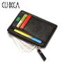 CUIKCA New Unisex Women Men Wallet Business Credit Card Holders ID Cases Zipper Coins Lychee Pattern Leather Slim Wallet Purse