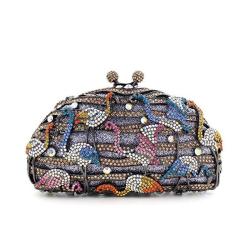 Women Crystal Stones Evening Flamingo Party Handbag Wedding Clutch Bag Diamond Clutches Bridal Shoulder Bags