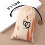 Eco-friendly Muslin Cotton Key Antique Storage Jewelry Bag Custom Logo Printed Drawstring Colico Gift Pouch With Paper Label