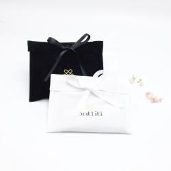 Custom Logo Printed Black White Jewelry Gift Perfume Velvet Envelope Pouch Dust Flap Velvet Packaging Bag