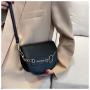 HR439 Mini Niche Design Women's Bag PU Cover Montage Single Shoulder Crossbody Bag Girls' Fresh Vintage Chain Small Saddle Bag
