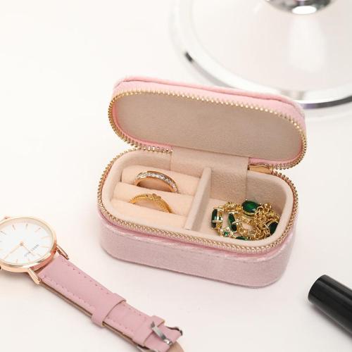 Custom Logo Jewelry Box Mini Ring Box Earrings Storage Popular High-end Velvet Small Travel Jewelry Box