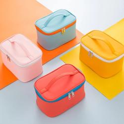 Gelory Custom Private Label Waterproof Large Cosmetic Case Organizer Pu Leather Zipper Cosmetic Organizer Box