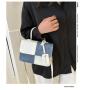 ZR524 Woman PU Retro Bag Daily Life Girl Horizontal Color Block Square Single Bag Girl Magnetic Button Underarm Versatile Bag
