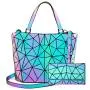 Lovevook women handbag luxury shoulder bag set folding Totes crossbody bag female purse and wallet for ladies luminous color