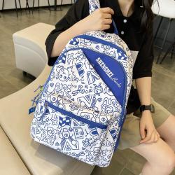 HR355 Women Geometric Graffiti Backpack Man's School Students Backpack for Laptop Bag Nylon Waterproof Outdoor Travel Backpack