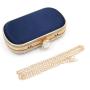 Fashionable polyester silk handbag elegant dinner bag single shoulder blue clutch evening bags manufacturer