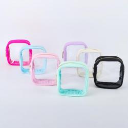Keymay Stock 7 Colors S M L XL size Waterproof Pvc Clear Zipper Pouches Set Travel Bags For Toiletries Approved Clear Makeup Bag