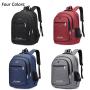 HR021 Unisex Solid Color Laptop Backpack Business Nylon College Shoulder Bag Portable Lightweight Universal Computer Schoolbag