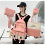 HR306 Hot Selling Five Piece Student Backpack Color Canvas Backpack Fashionable Campus Splash Proof Backpack for Students