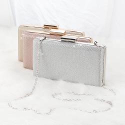 HR472 Ladies Luxury Dinner Clutch Bag Vintage Simple Chain One Shoulder Banquet Bag Shiny Style Square Bridesmaid Handheld Bag
