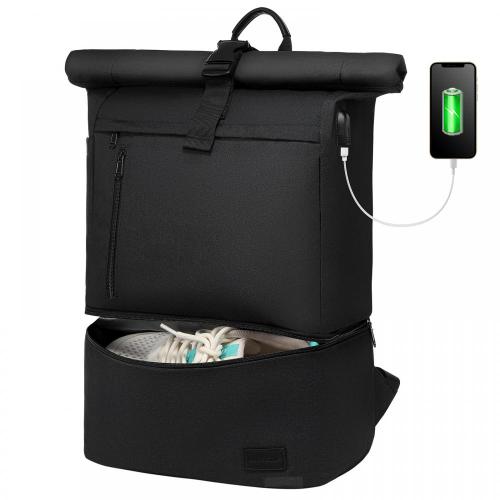 Custom Rucksack Rolltop Eco-friendly Waterproof Backpack Stylish Anti Theft Scool Bag with USB College Laptop Rucksack Unisex