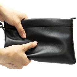 New Fashion Luxury High Quality Soft Nappa Leather Men Clutch Bag Personalized Custom Business Envelop Bag With Wrist Strap