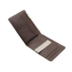 Factory Wholesale Business Travel Waterproof RFID Genuine Leather Men Money Clip Card Wallet With Double Flap Design