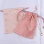 Hot Stamping Suede Packaging Pouch Ping Beige Small Drawstring Gift Velvet Earring Necklace Bracelet Suede Jewelry Bag