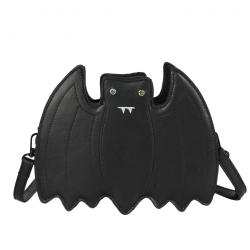 Embroidery Thread Pu Leather Shoulder Bag For Women Black Handbag Girls Gothic Bat Shape Crossbody Bags Female Tote Travel Purse