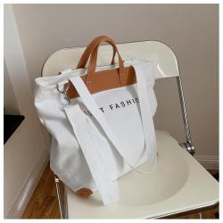 ZF013 Customized New Canvas Zipper Handbag Casual Fashion Shoulder Crossbody Bag Women PU Retro Travel Shopping Tote Bag