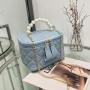 2022 New Fresh And Sweet Pearl Portable Embroidered Chain Bucket Bag Solid Color Rhombic Lattice Single Shoulder Messenger Bag