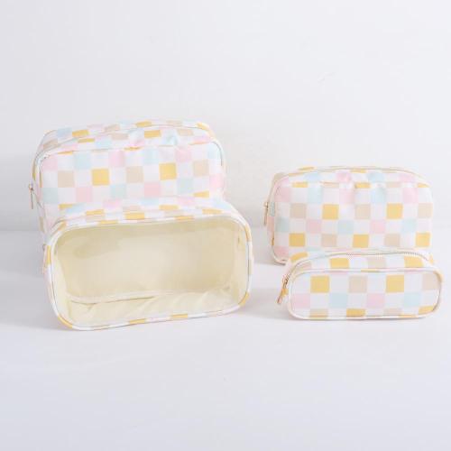 Travel Toiletry Bag Manufacturers Direct Supply Custom Makeup Pouches Checkered Printing Logo Design Nylon Cosmetic Bags Purses