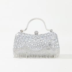 Crystal Beads Clutch Evening Bags Elegant Rhinestone Tassel Diamond Purse Bling Party Shoulder Hand Bag