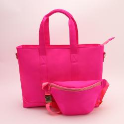 Fashion Large Capacity Shopping Bags Nylon Hot Pink Folding Waterproof Shoulder Tote Bag Travel Beach Bags