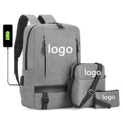 ZR882 Laptop Bag Set Print Logo Wholesale Men Casual Computer Waterproof School Rucksack Bag Polyester Laptop Backpack Schoolbag
