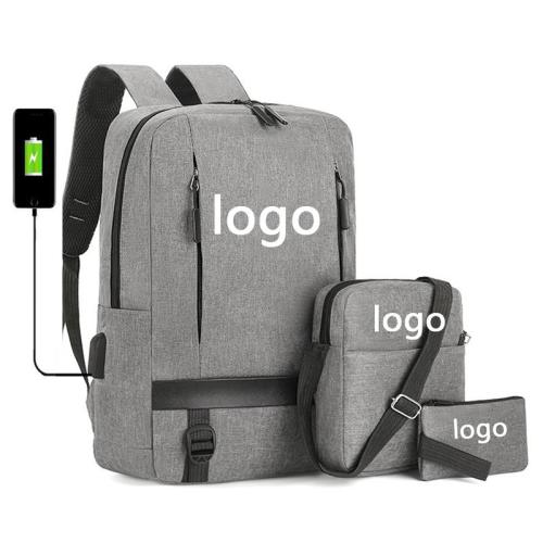 ZR882 Laptop Bag Set Print Logo Wholesale Men Casual Computer Waterproof School Rucksack Bag Polyester Laptop Backpack Schoolbag