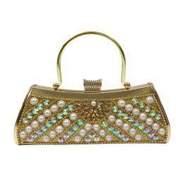 Wholesale Bridal Wedding Elegant Rhinestone Clutch Bag Handbag Banquet Gold Evening Bags For Woman