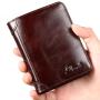 Vintage Men Genuine Cow Leather Wallets Organizer Card Holders Casual Fashion Style Short Cowhide Leather Clutch Wallet